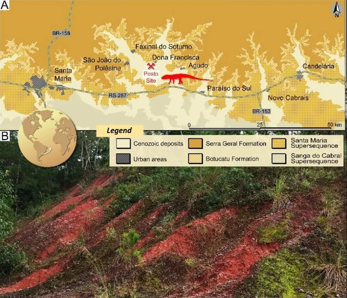 Map showing the discovery site of Silescelida acristata in Rio Grande do Sul, Brazil