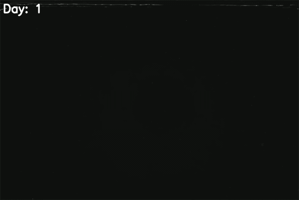 Time-lapse animation showing bacterial colonies growing over several days to form a living transistor circuit
